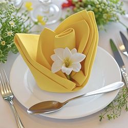 FOLINS&HOME Yellow Heavy Duty Cloth Napkins Set Of 8