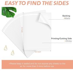 Printable Vinyl Sticker Paper - 8.5"x11" Glossy White printable vinyl for inkjet printer 25Pcs - Dries Quickly and Holds Ink Beautifully