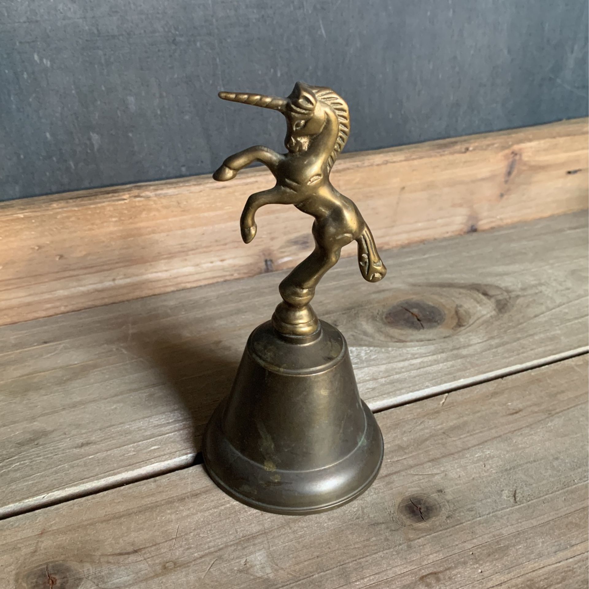 Vintage Brass Unicorn Bell And Shakers