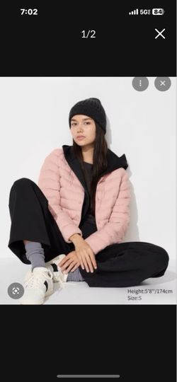 NEW Uniqlo Light Pink Tech Puff Light Weight Down Jacket Coat Women Size Small
