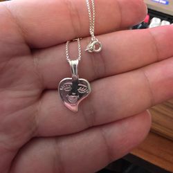 7 1/2" 925 Silver Heart Face Charm Dainty Bracelet 1mm