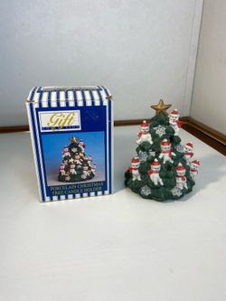 Vtg Gift Collection 5" Porcelain Christmas Tree Candle Holder