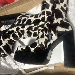 Steve Madden Cow Print Heel Boots