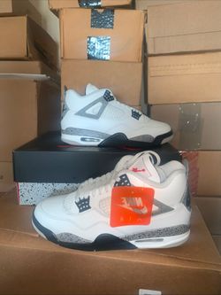Brand new men's Nike air Jordan retro 4 white cement shoes sizes 9,10 &11 available