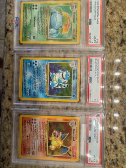 Base set Charizard, blastoise and venisaur psa 4-5