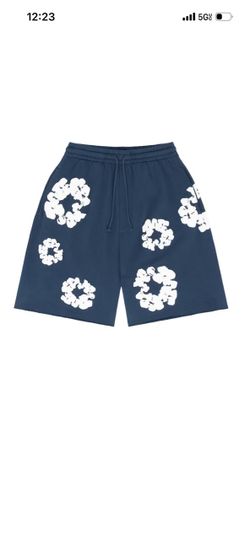 Navy blue denim tear shorts