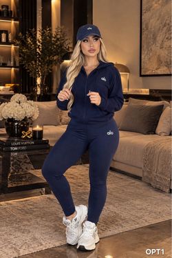 Alo Yoga Navy Two-Piece Tracksuit Set