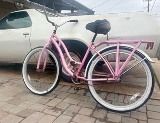 Pink Schwinn Beach Cruiser Bicycle with Rear Rack