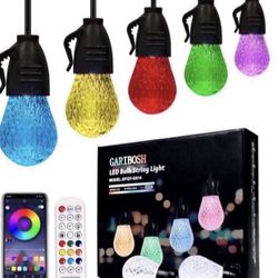 Outdoor Led String Lights 49ft, Remote and App for Outside, Deck Decorations, Outdoor Lighting & Ceiling Fans House Decor For Garden, Patio, Backyard
