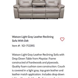 AFW light grey leather reclining sofa & loveseat