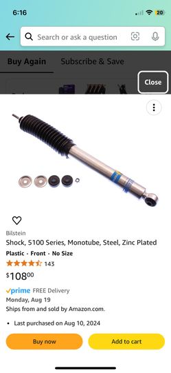 SILVERADO 2500 2-4” Lift BILSTEIN Shocks 5100