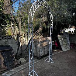 Mid Century Metal - White Wedding Or Garden Arch   