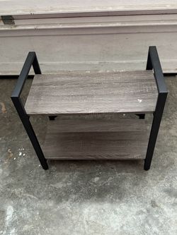 2-Tier Industrial Side Table with Metal Frame