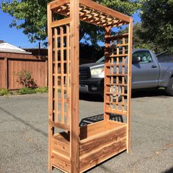 Planter Box With Side And Overhang Trellis 3ft Long X 14in Wide X 61in Tall