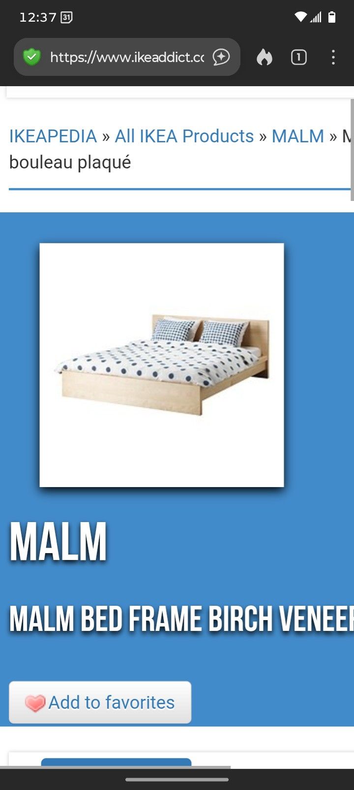 Free Ikea Full Birch Malm Bed Frame With Shelf 