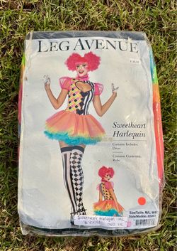 Leg Avenue Sweetheart Harlequin Costume M/L // and wig