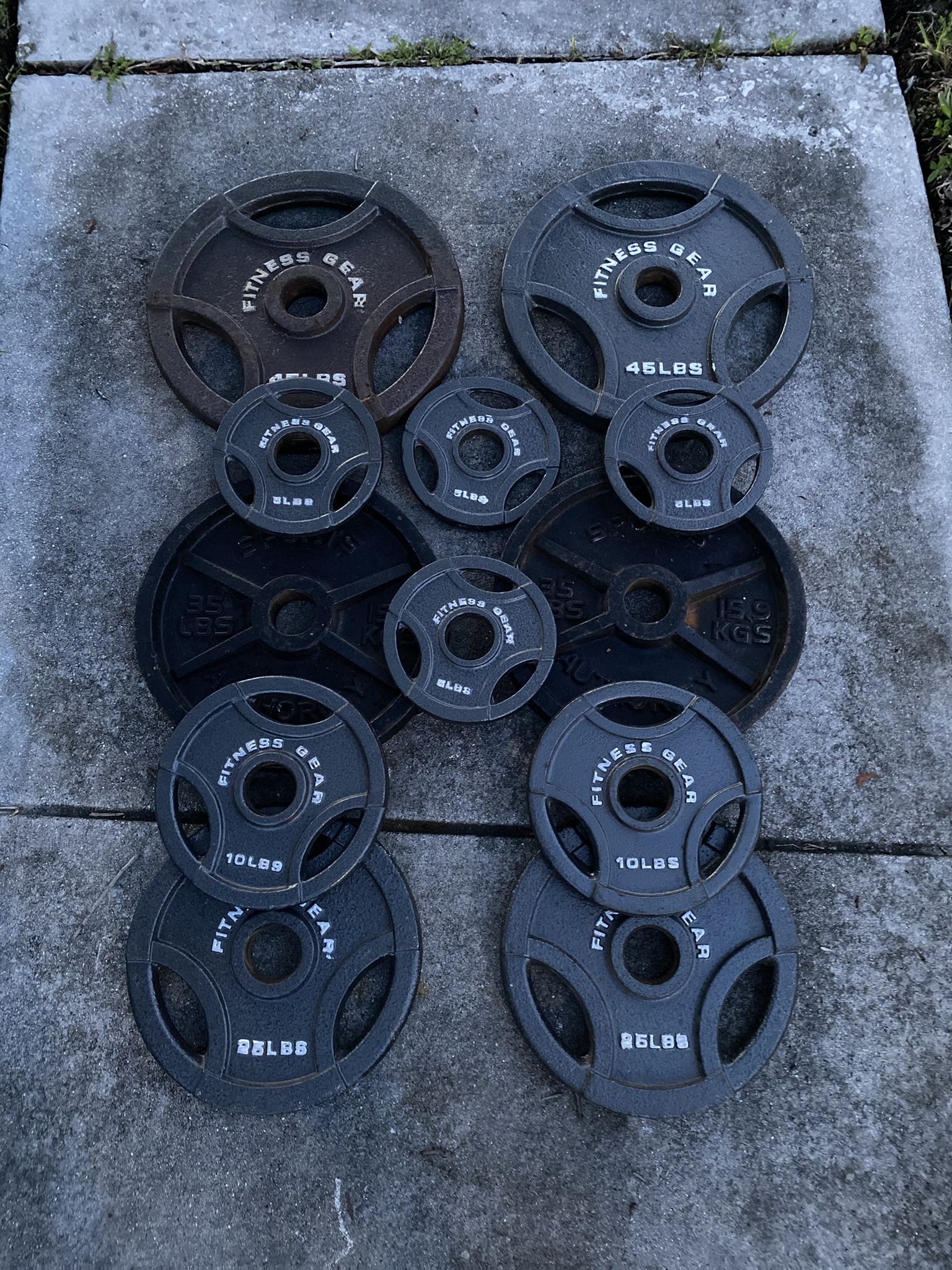 5-45lb Weight Plate Set 250lbs Total 