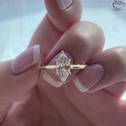 2CT Moissanite Cut engagement Ring In Yellow Gold Vermeil 