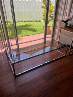 Rectangular Chrome and Glass Coffee Table
