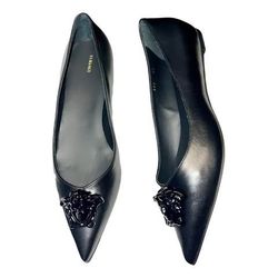 Versacew leather, ballet flats size 38 1/2 (8.5) black color