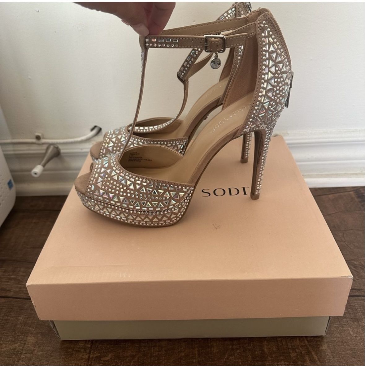 Tan Crystal Heels