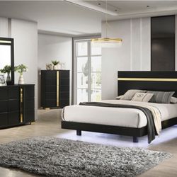 Queen Bed-frame 4 Pc Includes Dresser,mirror,nightstand & Frame 