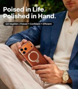 TORRAS Q3 VegSkin for iPhone 17 Pro Max Case Leather, 360 Spin Magnetic Stand, Fit for MagSafe, Camera Control, Shockproof Premium Organic Silicone Le
