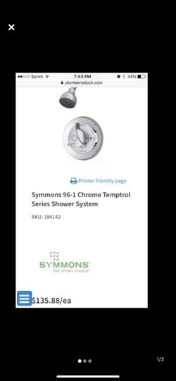Symmons shower body