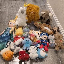Large Plush and Stuffed Animal Lot (Disney, Palm Pals, Harry Potter and More)