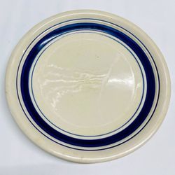 02-Tienshan Country Crock Stoneware Dinner Plates Green Blue Band 10 5/8”