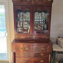Antique Drop Leaf Curio Cabinet