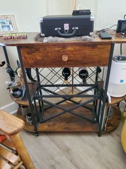 🍷 Rustic Wine Bar / Coffee Bar Cabinet with LED Lights