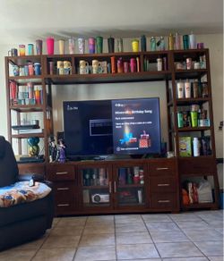 Large Wood Entertainment Center Wall Unit