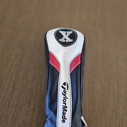 TaylorMade Premium Rescue Hybrid X Head Cover Black Red White V Good Condition