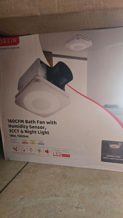Lorein 160CFM Bath Fan with Humidity Sensor and Night Light