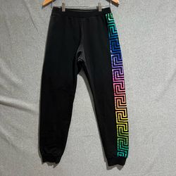 Versace Kids Black Rainbow Greca Jogger Pants 14Y Women's XS/Small streewear
