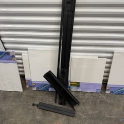Unused Metal Easel And 6 New Canvases 