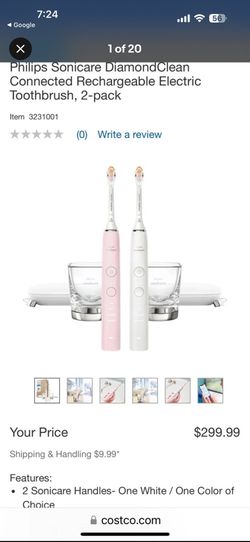 Philips Sonicare DiamondClean Connected Rechargeable Battery Powered Toothbrush 2-Pack