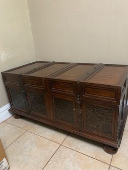 Dark Wood Storage Coffee Table with Doors