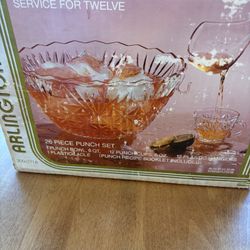 Vintage Anchor Hocking Arlington 26-piece punch bowl set.