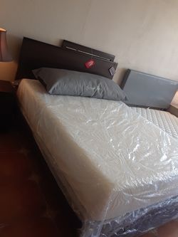 New queen bed frame rustic tobacco color