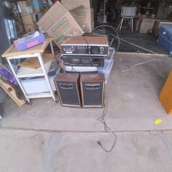 Old Time Receiver And Cassette Player With Speaker