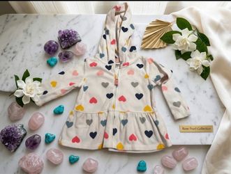 Baby Girl Heart Print Zip-Up Hoodie