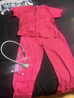 Pink Girls Size 8 Scrubs And Stethascope