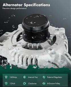 160A 12V Car Alternator with 6-Groove Pulley