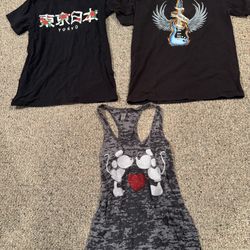 3 Juniors size small shirts-2 short sleeves & 1 tank top