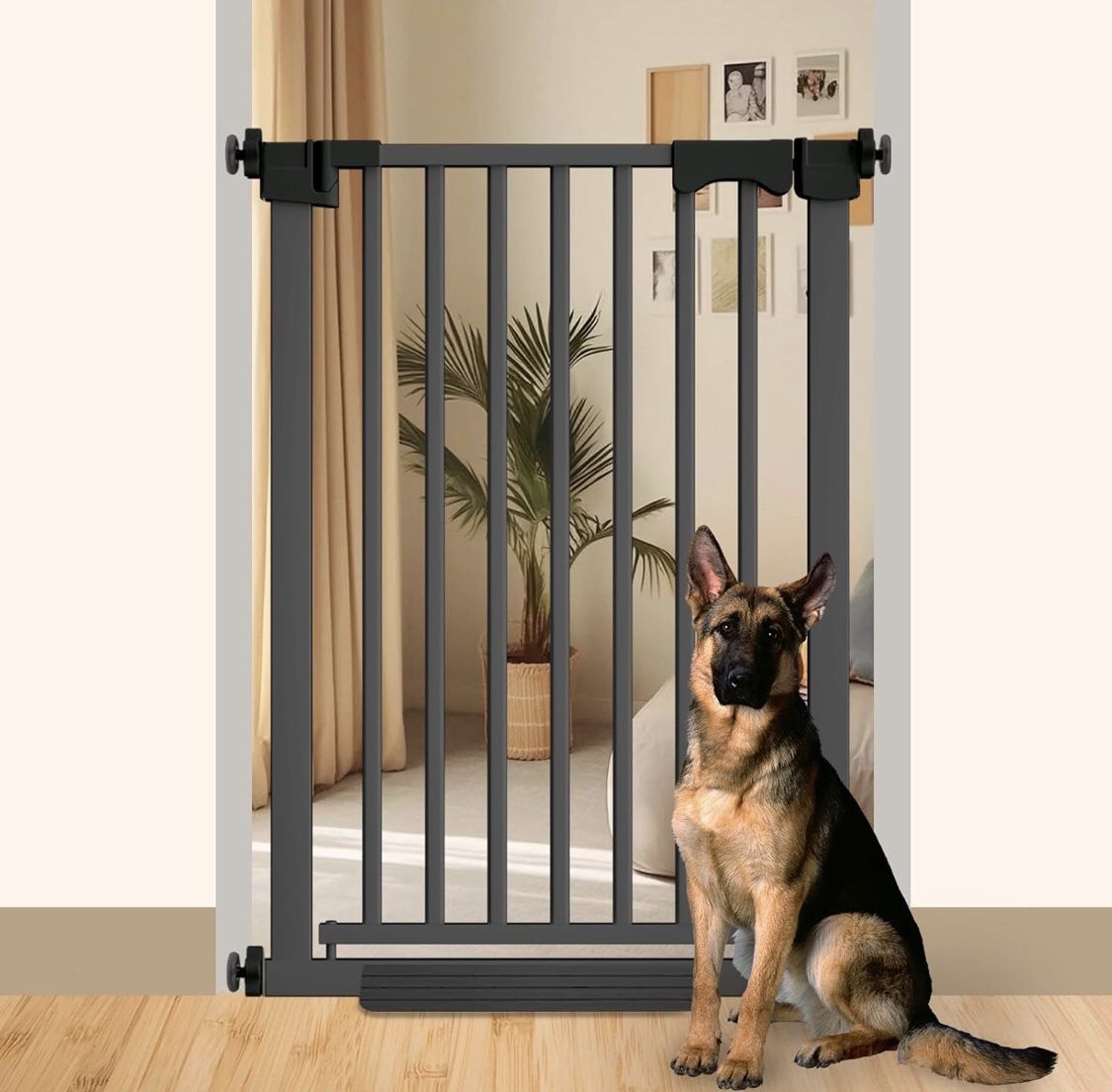 41" Extra Tall Baby Gate for Big Dogs Wide Pet Safety, No Drilling,Auto Close(Blak)