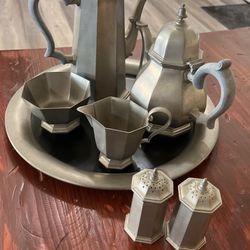 Gorham Certified Pewter Tea Set Plus Salt And Pepper Shakers