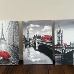 Xinqi Art 3 Panels Black And Red 