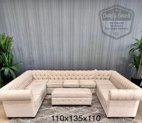 🛋️ Huge Tufted Sectional & Ottoman w/ Storage (Delivery Available!! )